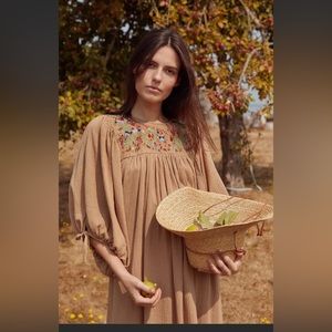 Christ Dawn Embroidered Jillian Dress Tan